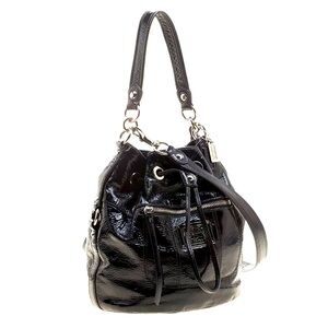 COACH Poppy Black Patent Leather Bucket Bag